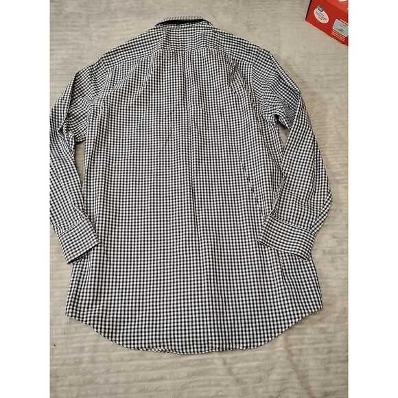 Stafford Easy Care Broadcloth Travel Shirt Blue Check Fitted 15 1/2 32/33 Pocket - Picture 9 of 9